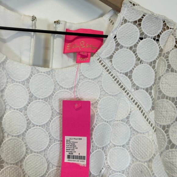 NWT Lilly Pulitzer Aliza White Midi Dress Polka Dot Lace Resort Women’s Size 8 - Picture 6 of 13